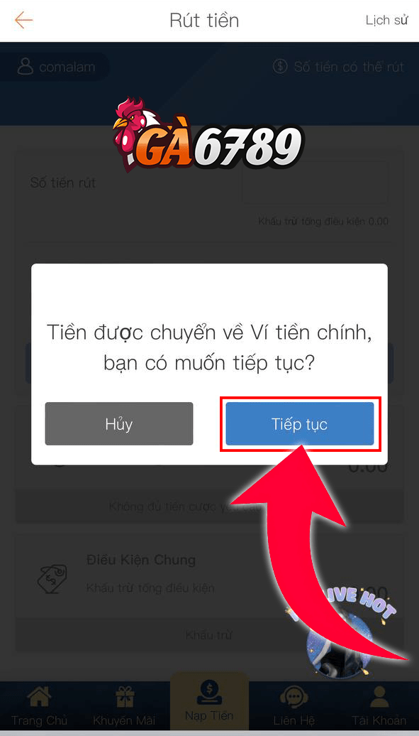 Bấm vào ô tiếp tục Bấm vào ô tiếp tục