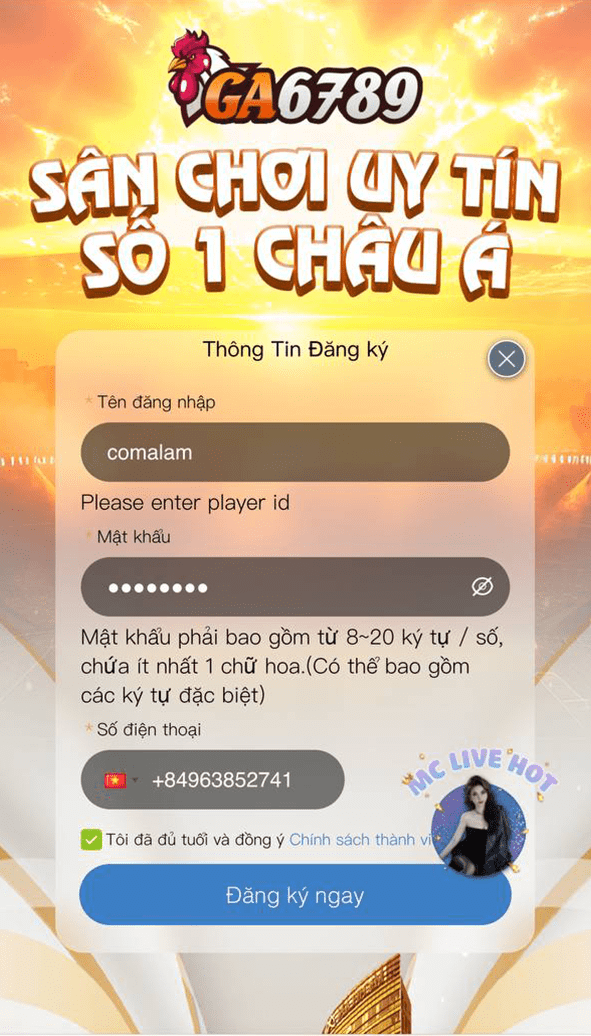 Điền thông tin đăng ký Điền thông tin đăng ký