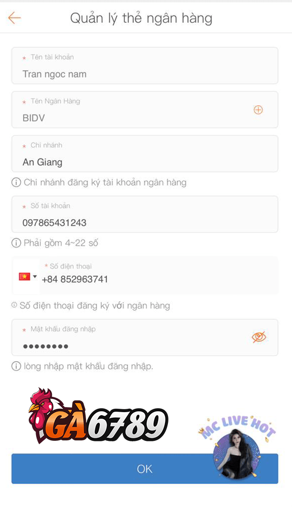 Điền thông tin ngân hàng Điền thông tin ngân hàng
